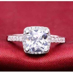 Beautiful Pure Princess Cut Zircon Square Thin Rings for Women, MARR9036